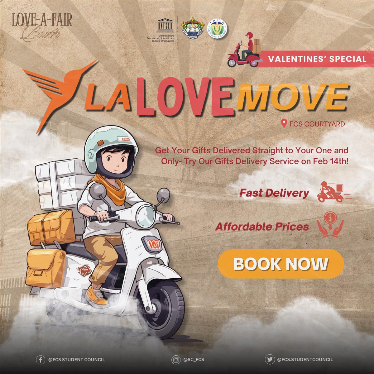 SC_FCS's tweet photo. The Love-A-Fair Lalovemove has got you! 😍 Have your first gift for your special someone be delivered by our undercover courier service. We'll sneak that perfectly wrapped present right to their doors with no return address, keeping your identity a secret crush mystery! https://t.co/mNroEvFKjn