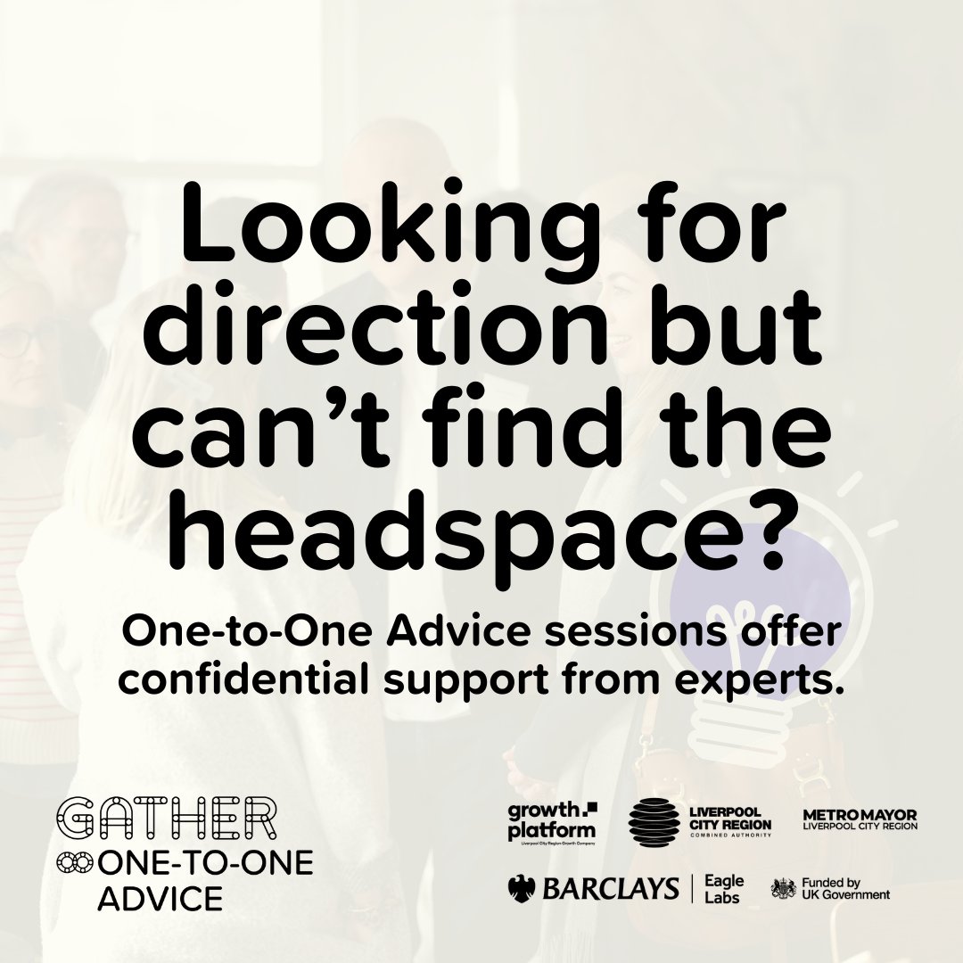 Gather's One-to-One Advice service offers confidential support from experts who can help you move the dial on your biggest challenge or opportunity. Want to know more? Visit gatherlcr.com/one-to-one-adv… #OneToOneAdvice #GatherLCR #LiverpoolBusiness