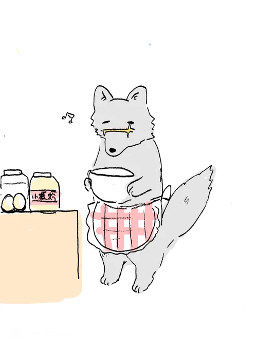 これはらぶり〜💕なエプロンをつけてるスッギ 