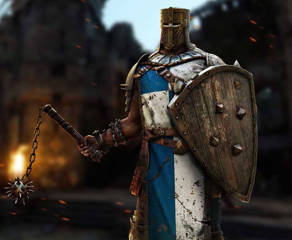 Dolfijnmanjohns's tweet photo. Also despite me always shitting on #forhonor I will admit that the designs are better than most medieval fantasy games. Some really give away the wearer��s personality as well. Like Conqueror who has chains around his arm to show that he’s an ex-convict. https://t.co/nZh2OJJOkJ