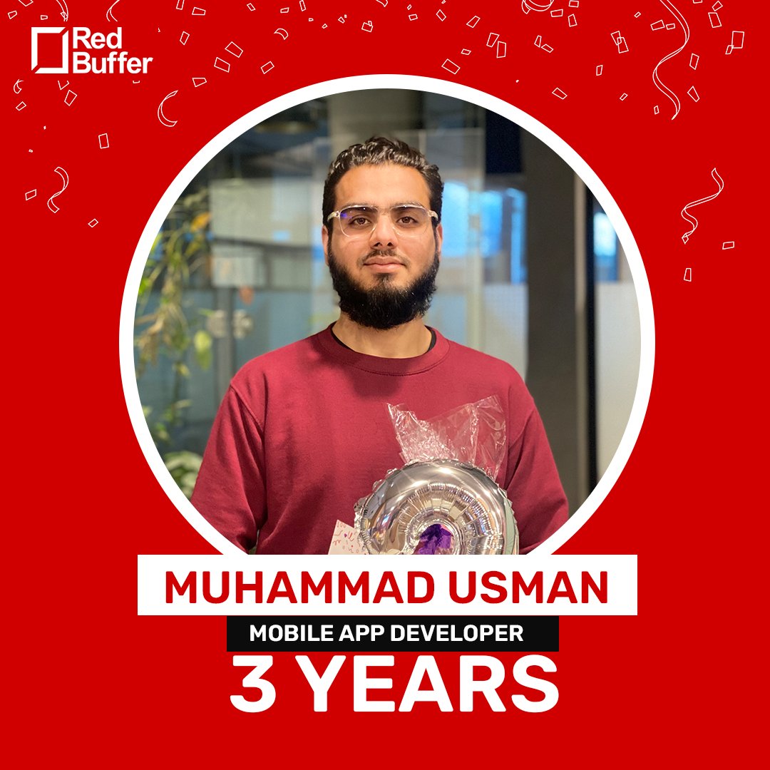 Today we are wishing Muhammad Usman a very happy 3rd work anniversary 🥳

He stands out as one of our talented developers, and his technical prowess has significantly elevated the standard of our projects 👨‍💻

Here's to many more years of achieving great milestones together 🚀