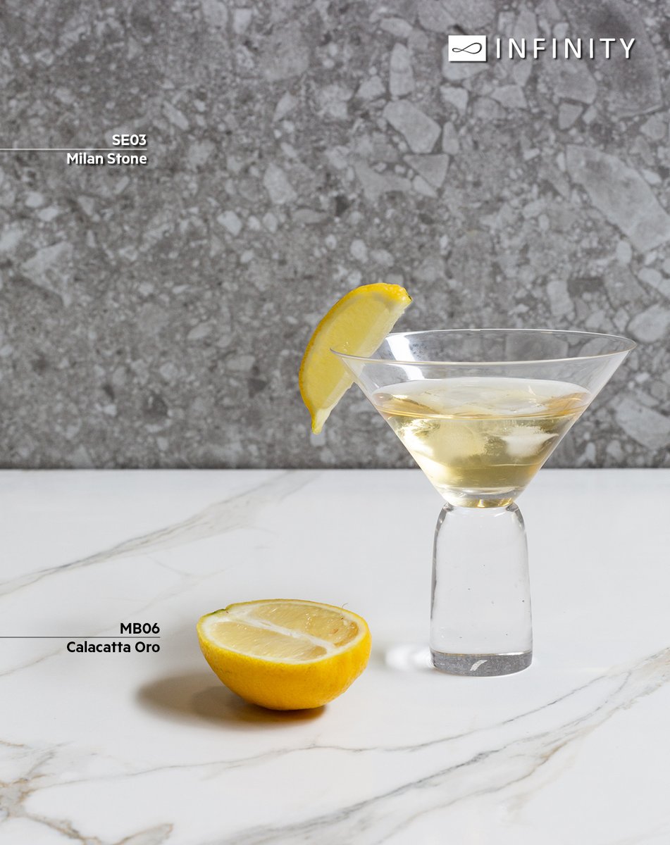 InterslabZA's tweet image. It's finally #FRIYAY! So make sure that your much-deserved cocktail is waiting for you when you get home! Better yet, have it served on the glam #InfinitySurfaces #CalacattaOro or modern #MilanStone. See our full colour palette: bit.ly/ISColourPalette #interslab
