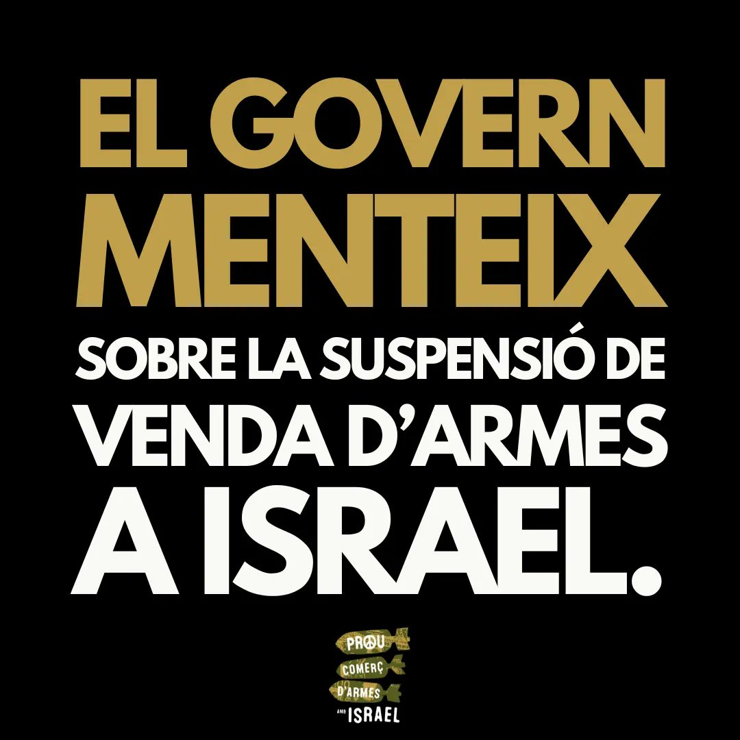 PambPalestina's tweet photo. @desdelamoncloa menteix sobre la suspensió d'armes a Israel.

El @CentreDelas ha pogut demostrar que des del 7 d'oct l'Estat espanyol sí que ha venut armes a Israel.

📢 No tolerem les mentides i encara menys la complicitat amb el genocidi; exigim #StopArmesAmbIsrael https://t.co/87iVdVWJGj