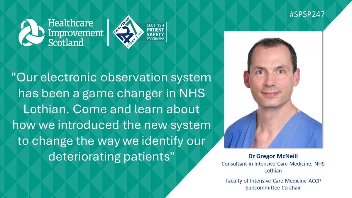 We are privileged that Dr Gregor McNeill along with team members from NHS Lothian will be joining us for our Deteriorating Patient breakout sessions during our SPSP Acute Adult Collaborative Celebration event on 26 March. Details to register here: bit.ly/3TlQ8mI