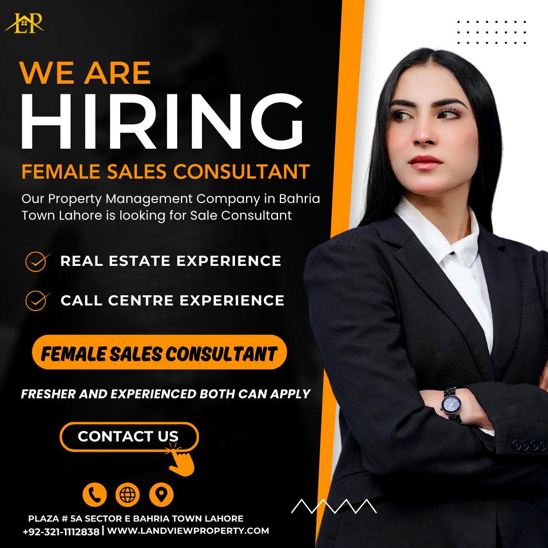 landviewpmc's tweet photo. Landview Property Management Company in Bahria town Lahore.
☎+92-321-111-2838
📧landviewpmc@gmail.com
Office Address
📍Plaza 5A Sector E Bahria Town Lahore
#jobopportunity #hiring #SalesConsultant #realestate #joblahore #BahriaTown #propertyadvisor #landviewproperty #lahore https://t.co/QfB7ZREtXd