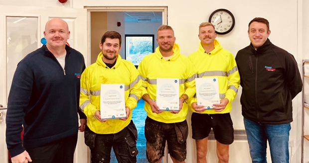 Charlie O’Donnell, Louis Hockey, and Chris Townsend completed a 12-month NVQ level 2 Qualification in slating and tiling. All 3 will be working on #Abri &amp; #SomersetCouncil properties. Congratulations to all.
