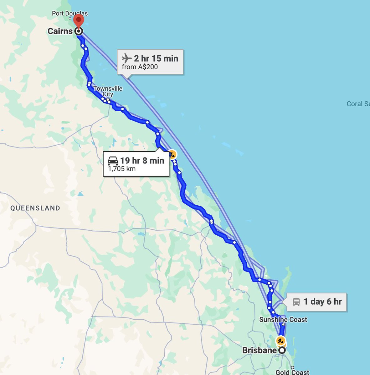 Thread of weird Australian geographic quirks. Quirk 1: Brisbane is closer to Melbourne than it is to Cairns.