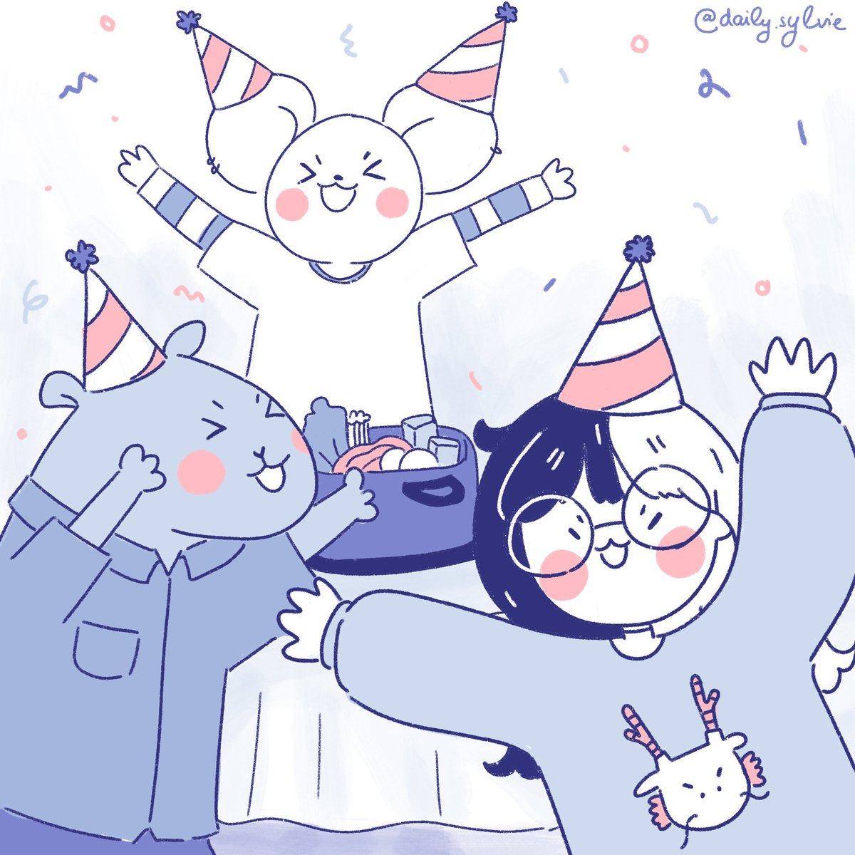 daily__sylvie's tweet photo. ★82 
Happy Lunar New Year 🐉 This hotpot event of Abbles and Chintxa and me was actually from normal New Year but you know hotpot is for every occasion we have so hihi chúc mừng năm mới 🎉

#dailycomic #comics #art #artist #illustration #cartoon #illustrationart #Illustrator https://t.co/nLZqm8MYG9