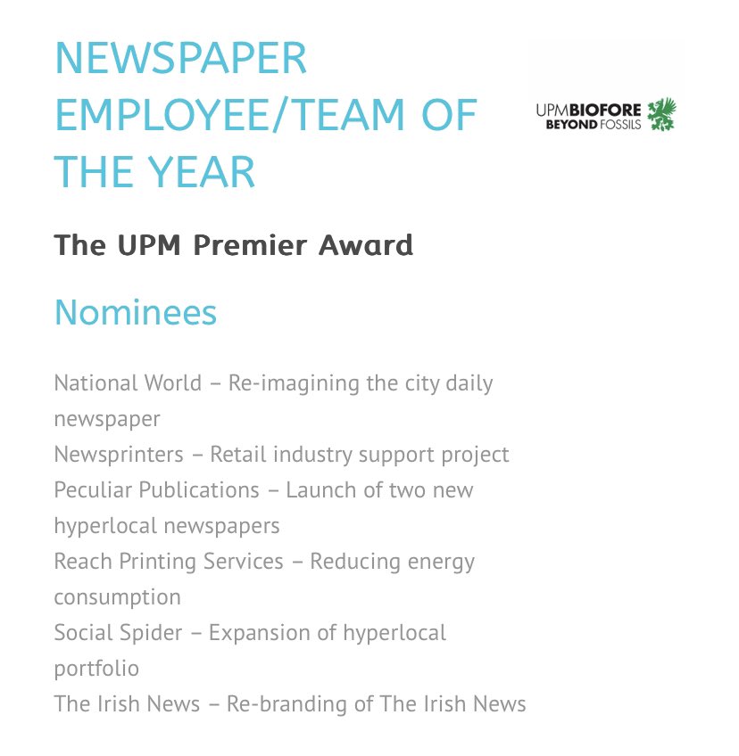 Yay, we’ve been shortlisted in two categories at the national newspaper awards. Winners are announced on 26 March. Full list of nominations here: newsawards.co.uk