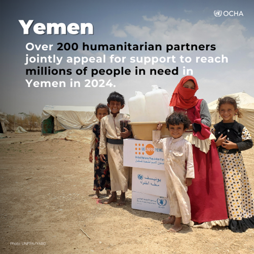 The #Yemen 2024 Humanitarian Response Plan presents a path to recovery - continuing humanitarian aid &amp; supporting long-term solutions.

🔴 Support is urgently needed!

#YHRP2024 ➡️ bit.ly/3SJ06gU