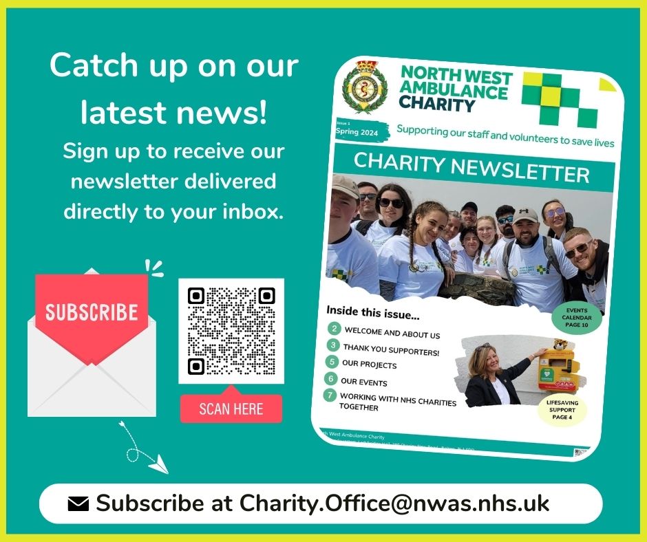 We're delighted to share with you the Spring edition of our very first charity newsletter. Take a look at what we've been up to and what we have in store for 2024. Read issue 1 here 👉 nwas.nhs.uk/get-involved/d… or scan the QR code in the image below.