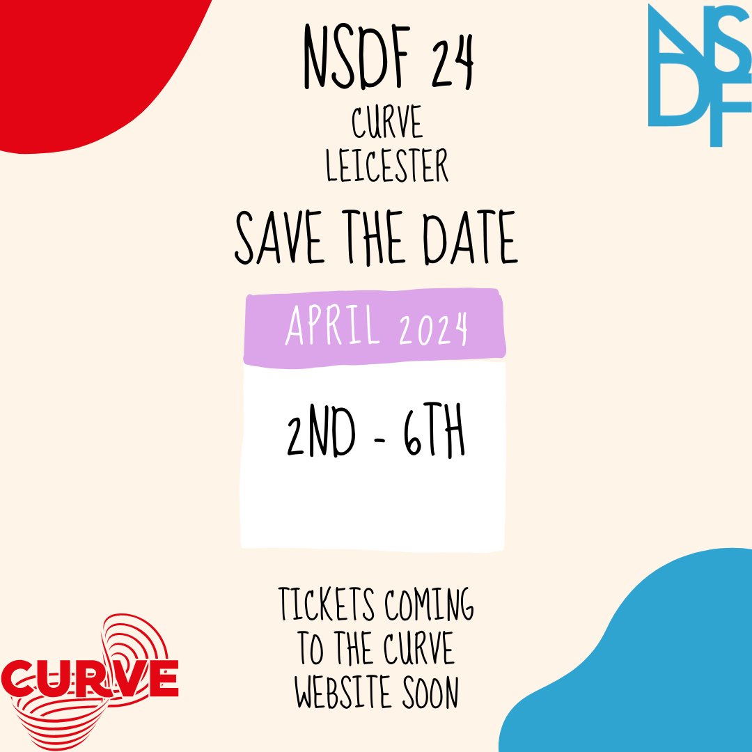 This Year NSDF is dedicating the festival week @curve_leicester to exploring the new with young theatre makers from the midlands and across the country. You are invited to a week of workshops, masterclasses, and THE best place for young Theatre makers to meet new collaborators.