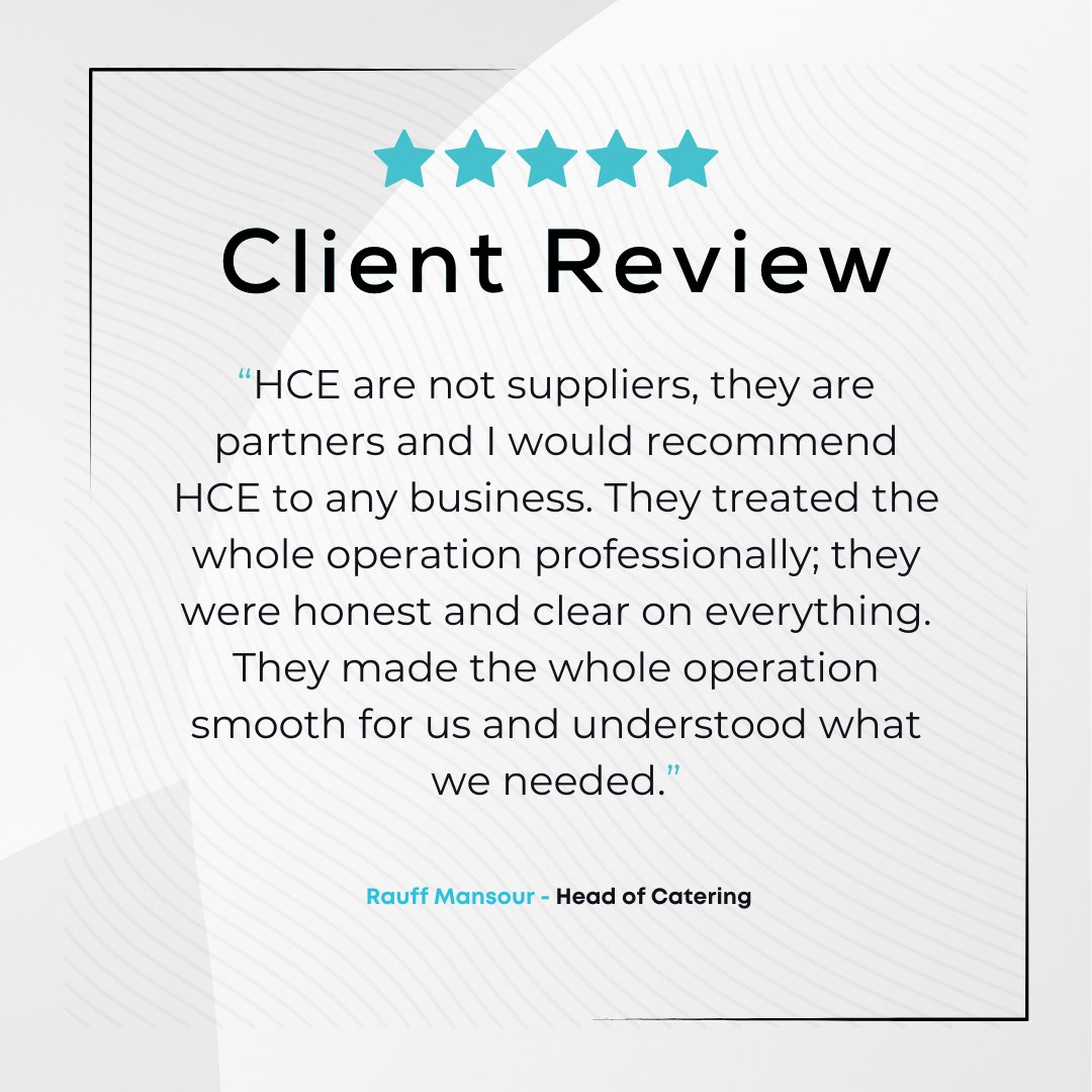 Another sparkling review from the Head of Catering at Ashford and St. Peter's Hospitals NHS Foundation Trust.  We strive to continuously offer only the best services and receiving feedback like this is a testament to our team.