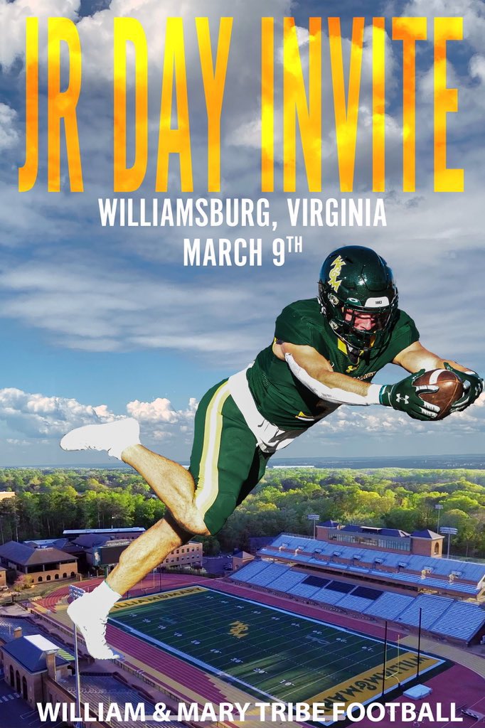 Thanks for the Jr. day invite @dowell_joe …loooking forward to visiting and meeting the coaches! @WMTribeFootball @TimThomasBRS @brsbaronsfb @notlocalexander @Jahlil_Puryear