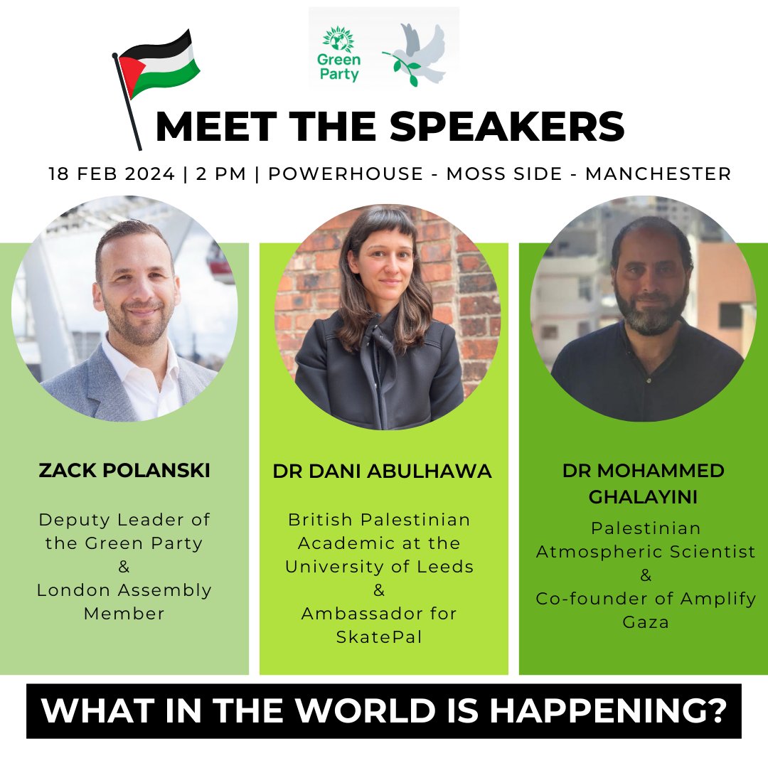 Meet the speakers: Zack Polanski, Deputy Leader of the Green Party. Dr. Mohammed Ghalayini and Dr. Dani Abulhawa will explore 'Green Solidarity: Navigating Climate Crisis and Environmental Justice in Palestine'. Register here: actionnetwork.org/ticketed_event…