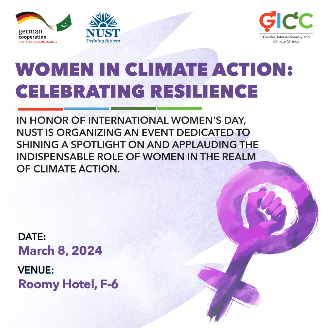 #NUST presents an inspiring event on International Women's Day, dedicated to honor the resilience &amp;leadership of women in tackling climate change head-on.

Join us to acknowledge the pivotal contributions of women towards a #sustainablefuture

Register at: forms.gle/skCY8oWPmyYFz3…