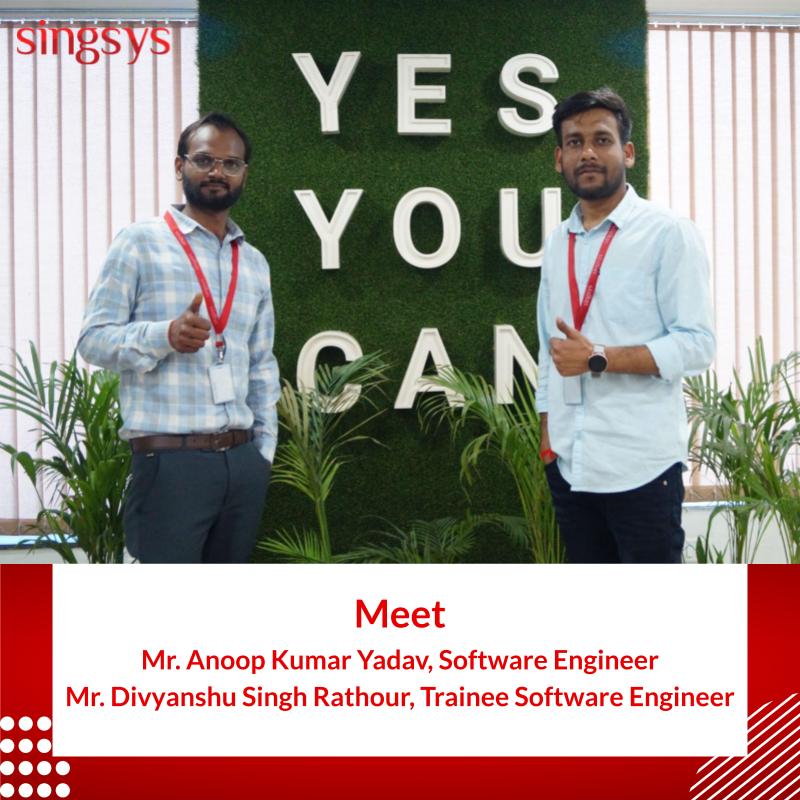 We extend our warmest greeting to you! Divyanshu Singh Rathour & Anoop Kumar Yadav
We look forward to sharing many laughs, wins, and successes with you on our team.
Congratulations!

#welcomeonboard #welcometotheteam #bestwishes #team #singsys