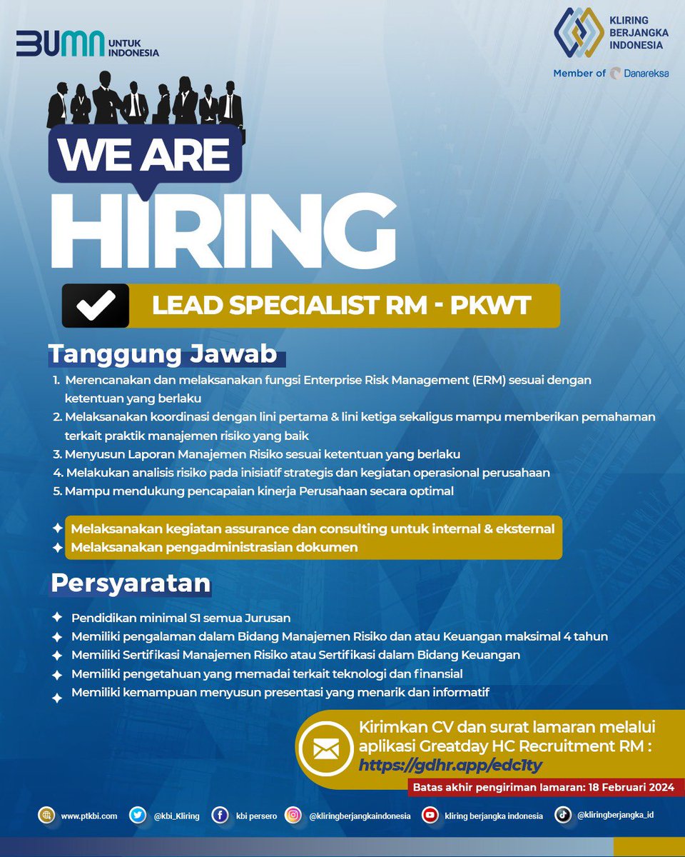 kbi_kliring's tweet photo. [REGISTRASI DIPERPANJANG] 
Untuk Sahabat Kliring yang berminat untuk gabung jadi bagian Keluarga Besar KBI, yuk! Jangan sampai ketinggalan ya.

Link pendaftaran: https://t.co/r5tCupZBFW

Hanya sampai 18 Februari ini, lho. https://t.co/oGJksbC9SG