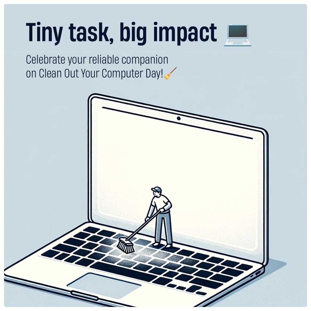 Optimist_Hub's tweet photo. Your devices deserve a long life. ⌛
February 12th is the Clean Out Your Computer Day! Give your technological buddy a thorough cleanse. 
Tidy up your files, and bring out your mini broom and dustpan.🧹
#CleanOutYourComputerDay  #DeviceCare #TechMaintenance https://t.co/vOdO760y2n