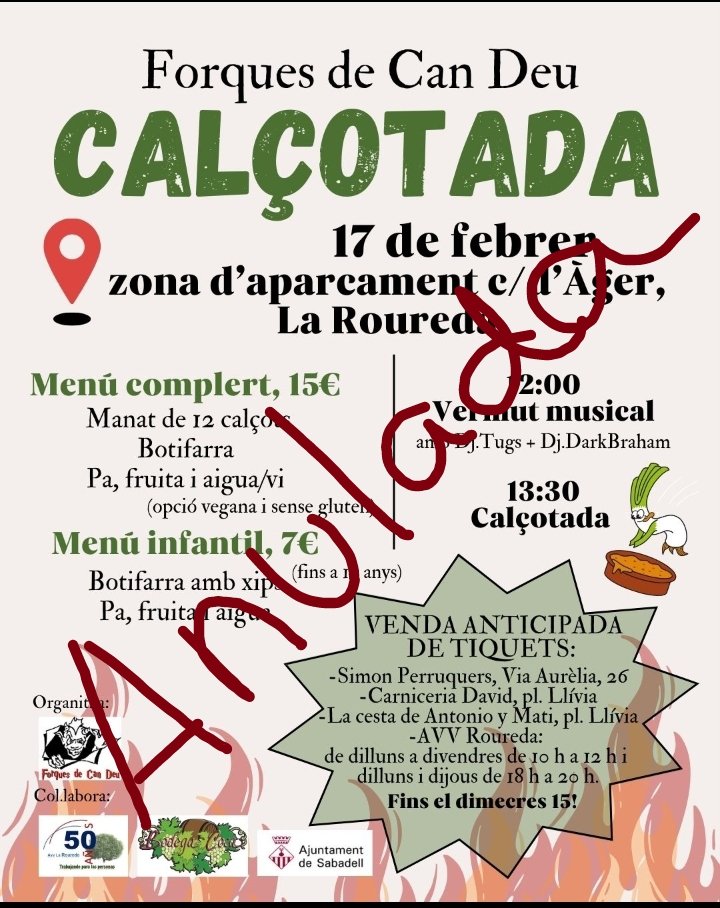 La calçotada queda anulada muchas gracias!