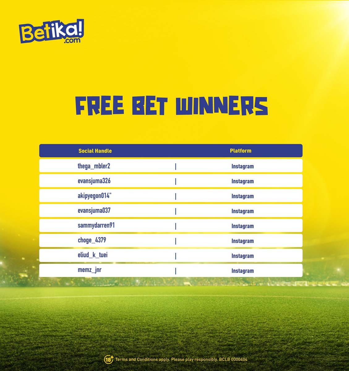 Hawa👇🏾 ndio wasee wali hit bull's-eye ya fulltime correct score prediction on the #AFCON final! Congratulations champs!🫡
 
Sasa ingieni inbox mskumie Admin your Betika registered phone numbers ka free bet ka-kam thru!
 
Tegea hapa for the next freebie! #JukwaaLaMabingwa