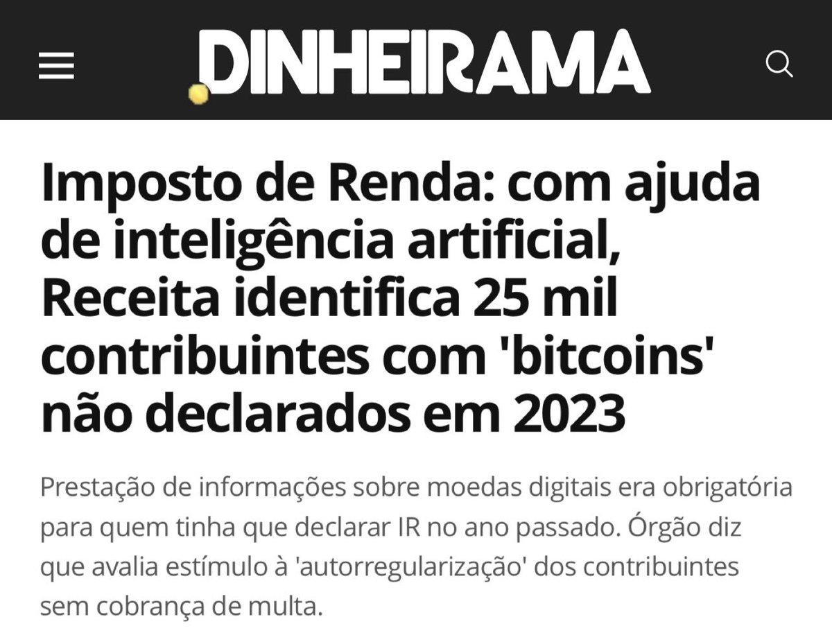 A Receita sabe quando você compra Bitcoin no Brasil (ou em várias  corretoras estrangeiras) e não declara. Agora vai oferecer a opção de  retificar sem multa, mas no futuro pode ser diferente.