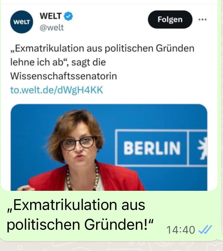 ErolOezkaraca's tweet photo. Tja, wenn man so #extremlinks ist, dass man #extremrechts wieder raus kommt.
Diese Äußerung ist nicht verlogen dumm, sie ist gefährlich.
#Berlin #Wissenschaftsenatorin https://t.co/bmXWzqZSlM