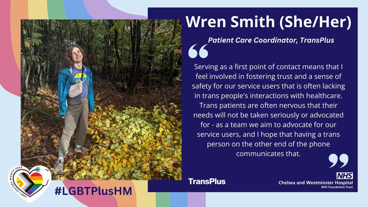 Wren Smith, Patient Care Coordinator for TransPlus, shares what inspires her to do her role and how the service advocates for their service users. Read more about #LGBTPlusHM and our #UnderTheScope staff profiles: ow.ly/yhfJ50QyHmL @56TSoho