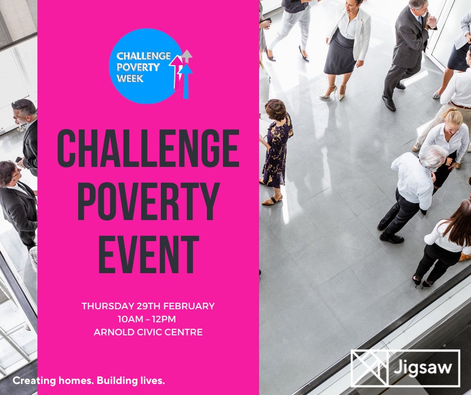 Arnold Civic Centre is holding a free Challenge Poverty event on Thu 29 Feb 10am to 12pm Local organisations, incl. @CABNottingham, @DWPgovuk, Social prescribers & many more will offer advice & support on various topics, incl. 'better off' calculations & benefits. See you there!