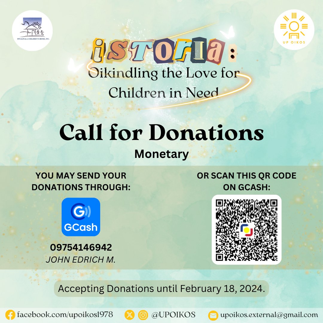 UPOIKOS's tweet photo. Together, let’s make this special day to be memorable for the children of Pinagpala🎊

For 𝗾𝘂𝗲𝘀𝘁𝗶𝗼𝗻𝘀 and 𝗶𝗻𝗾𝘂𝗶𝗿𝗶𝗲𝘀 about the donation drive, 𝗰𝗼𝗻𝘁𝗮𝗰𝘁 𝘂𝘀 by leaving a message on our 𝗙𝗮𝗰𝗲𝗯𝗼𝗼𝗸 page or to any resident members of UP Oikos. 

(3/4) https://t.co/hxSrLZRHCW