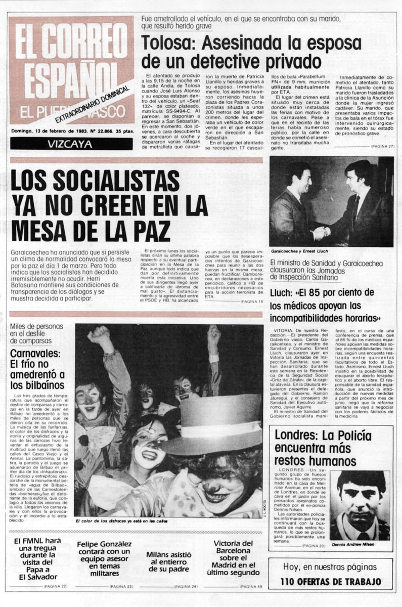 ConsuorF's tweet photo. Se llamaba PATRICIA LLANILLO su marido era detective privado, esa fría noche tenía trabajo en #Tolosa, eran carnavales, tú querías hacerle compañía, no podías imaginar que iban a ser los últimos instantes de tu vida. Unos terroristas de #ETA os ametrallaron ¡Sin piedad!
HILO ⤵️ https://t.co/1bzLGVbGP0