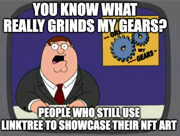 Modern problems require modern solutions! 

Show off your #NFTs on an #NFTPlatform that's not stuck in the last block cycle!

#meme #cryptomeme #NFTartist #NFTCommunity