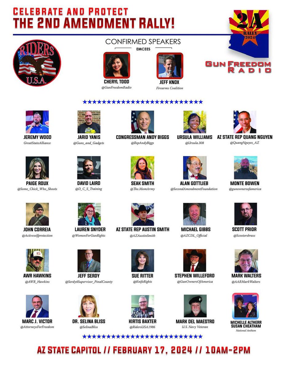 So pumped to be speaking at the 11th annual 2A Rally by  <a href="/2ARallyAZ/">2nd Amendment Rally AZ</a> this weekend! Do not miss this event if you are in the Phoenix area. Come say hi and celebrate our rights!!