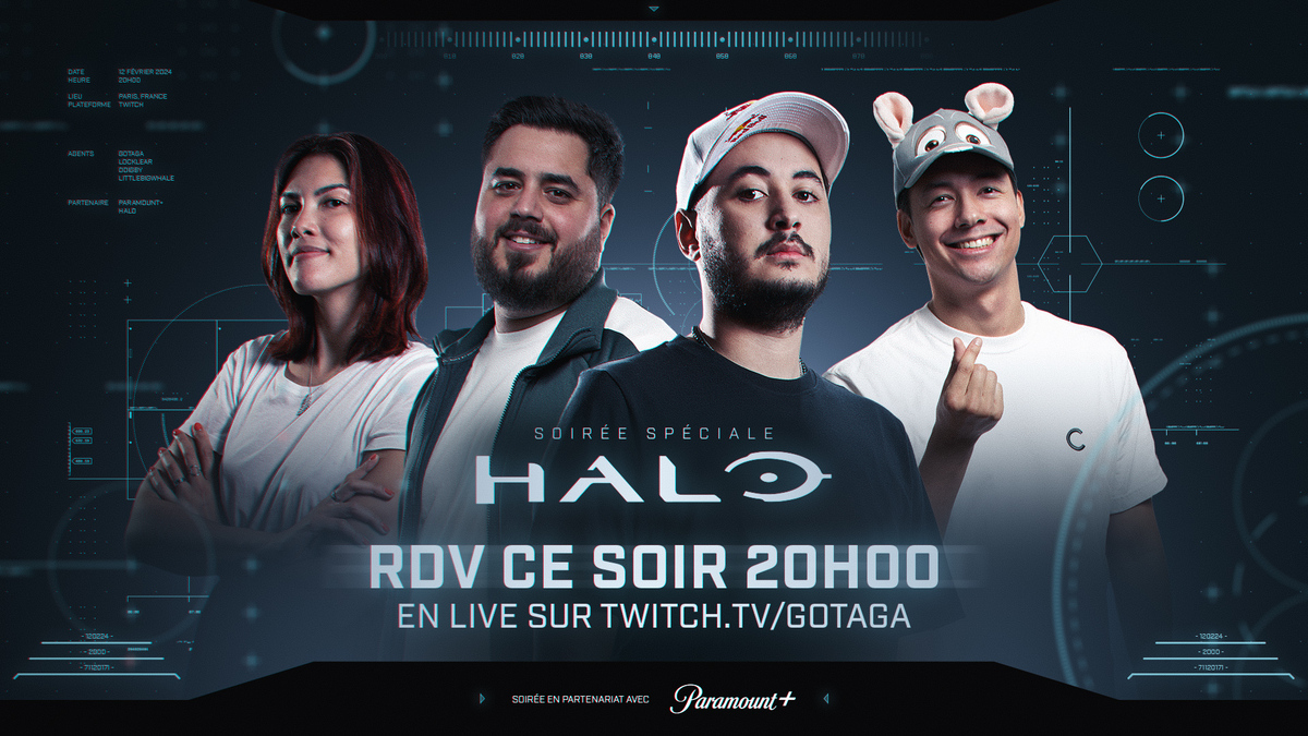 On est de retour ce soir à 20h pour une émission spéciale #HaloTheSeries avec @ParamountplusFR en compagnie de @Doigby, @LittleBigWhale et @Lockl34r ! ▶ Gotaga.tv | twitch.tv/Gotaga Publicité