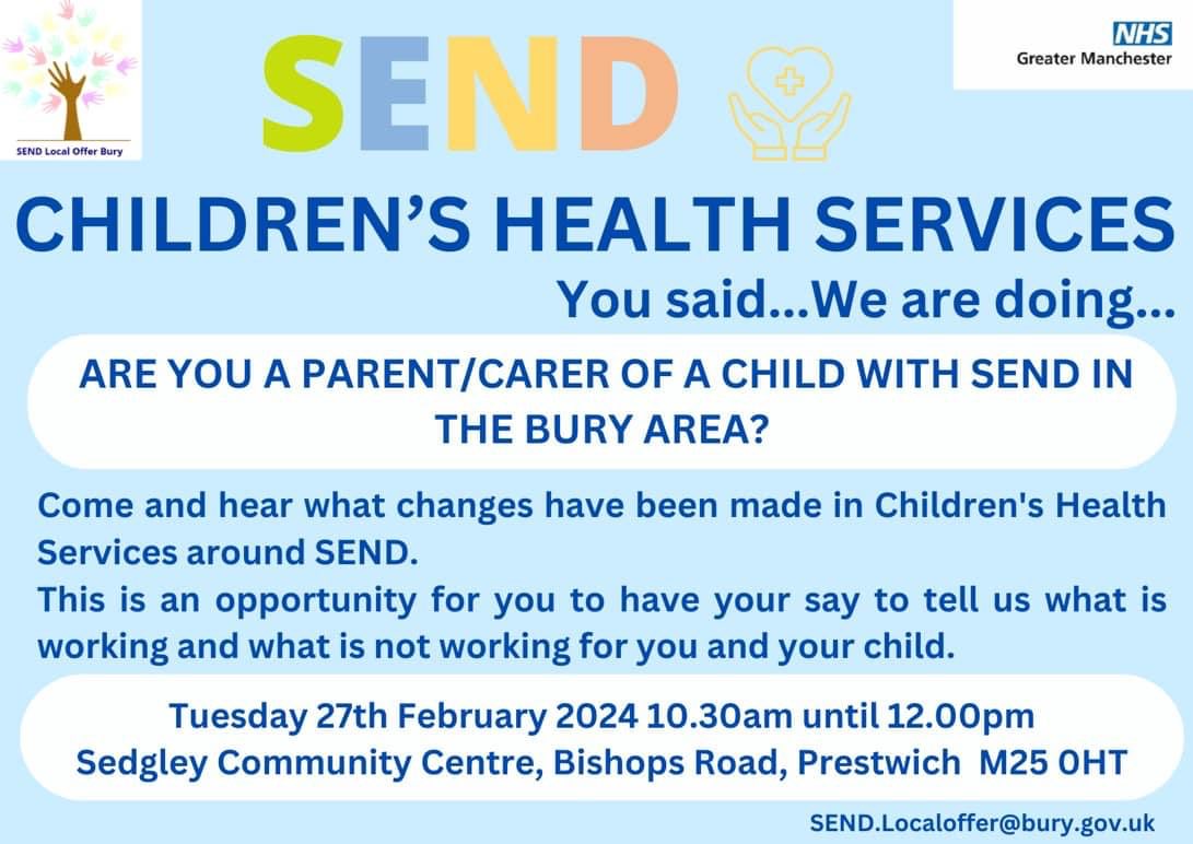 BURY2GETHER's tweet image. Upcoming Health SEND engagement event