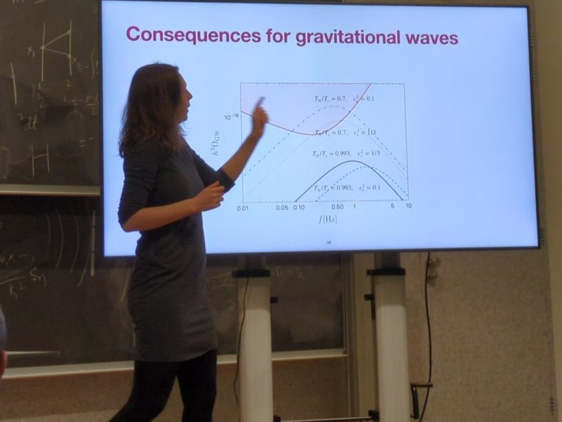 Jorinde van de Vis @jorindevandevis @UniUtrecht closes Nikhef theory day with seminar on bubble wall velocities in phase transitions with a large enthalpy jump

arXiv:2312.09964

#SpeedofSound #StronglyCoupled #GravitationalWaves