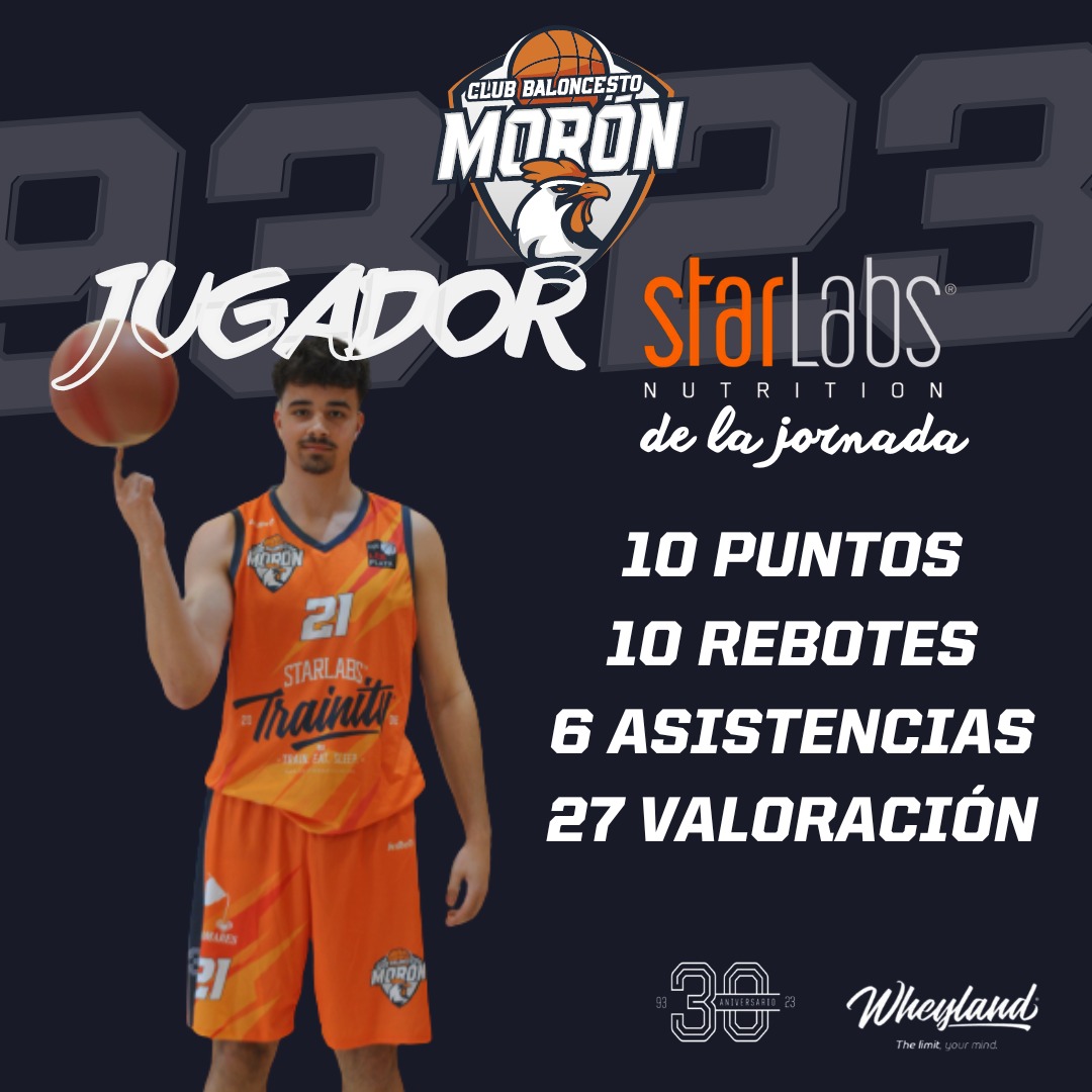 cbmoron's tweet photo. Temporada 2023/24
Con un 27 de valoración, 10 puntos, 10 rebotes y 6 asistencias Albert Planell destacó en la fiesta del Alameda para ser nuestro Jugador #Starlabs de la jornada.
#VamosMiMorón
#LlenarElAlameda https://t.co/FkQia5jZXl