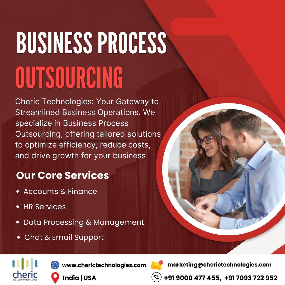 Unlock efficiency with Cheric Technologies' Business Process Outsourcing solutions! Let us streamline your operations, so you can focus on what truly matters: growing your business
#EfficiencyBoost #StreamlineSuccess #FocusOnGrowth #BPOExcellence #cheric #ProductivityPlus #Cheric