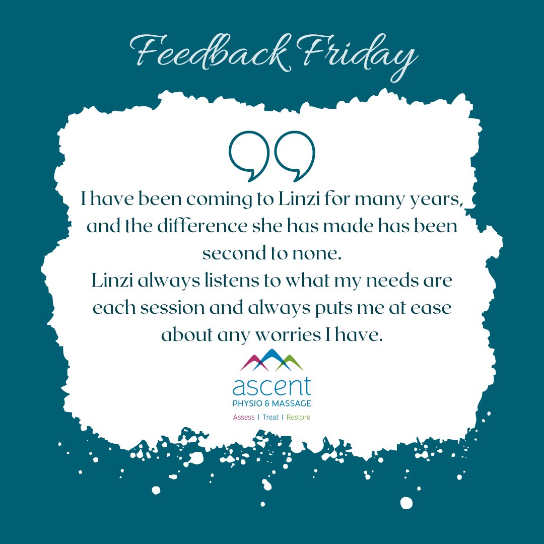 Thank you Christine for your lovely words regarding your sessions with Linzi #FeedbackFriday #Gratitude #TeamAscentPhysioAndMassage #MassageTherapy #SportsTherapy #DryNeedling