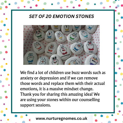 FREE 30 day trial for #schools  #playtherapists #charities 
20 x Emotion Stones that are suitable for #elsasupport lessons or general class activities. Decide to keep them and get an extra 10% discount - what's not to love? 😍

#educational #childrenswellbeing #nurture #feelings