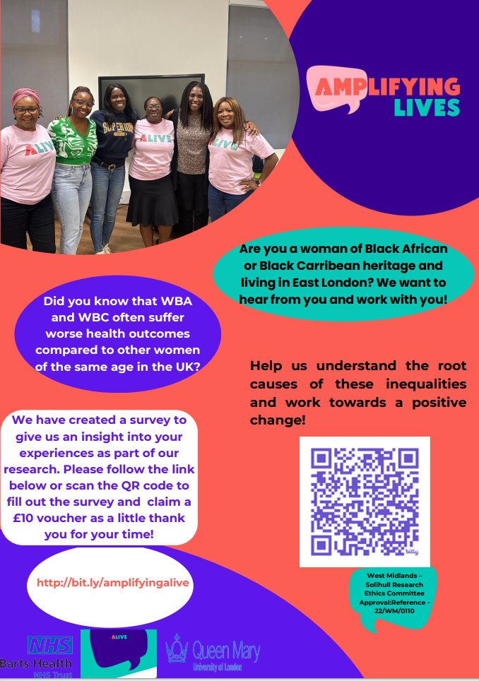 The ALIVE survey is out! Are you a woman of black African or woman of Caribbean heritage living in East London? We are excited to invite you to participate in our project: ALIVE – Amplifying the LIVed Experiences of East London communities.