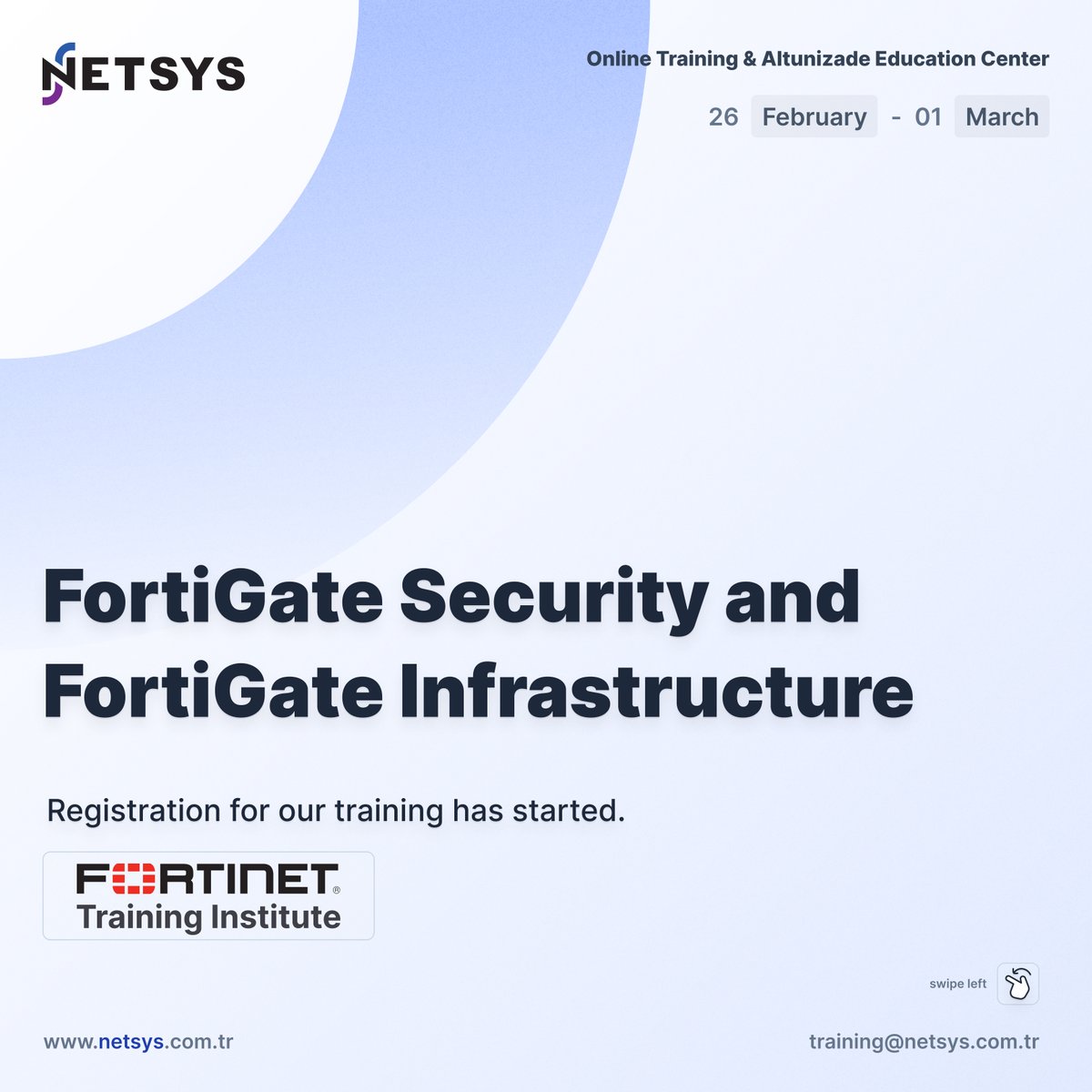 netsysbilisim_'s tweet image. Registration for participation in our FortiGate Security and FortiGate Infrastructure training, which will be between 26 February - 01 March, has started.

For the registration; training@netsys.com.tr

#NETSYSBilişim #fortinet #fortigatesecurity #fortigateinfrastructure #training