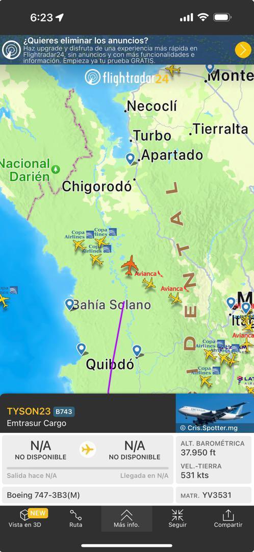 madeleintlSUR's tweet image. #ÚltimoMinuto| EEUU consumó el robo del avión de EMTRASUR propiedad de Venezuela @LAConviasa. 

Salió de Argentina pasó por Chile, Perú, Colombia allí apagó el transponde y lo encendieron cuando sobrevolaba Haití, esquivaron Cuba y bordea las Bahamas y así sigue su ruta. 

Esto