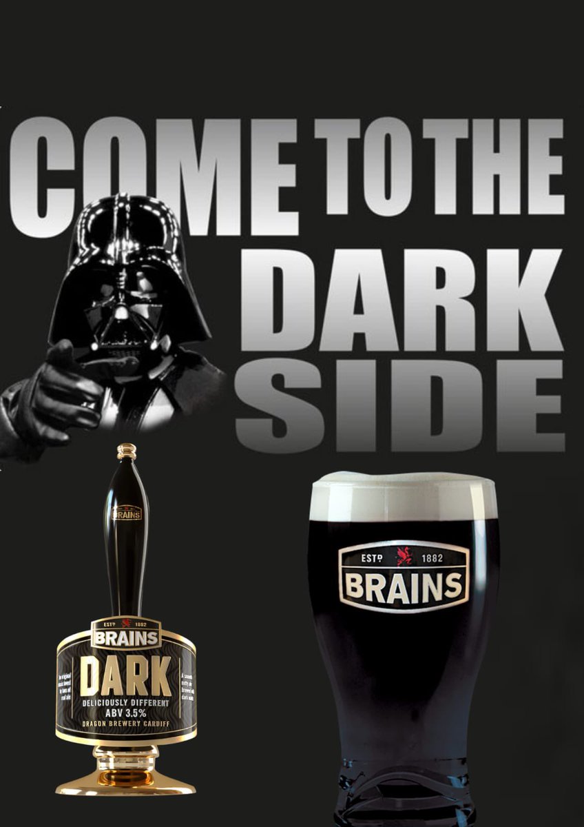 🌟 Monday Fun Alert! 🌟 Big shoutout to Andrew Challis for this hilarious graphic! 🤣 We couldn't agree more - Brains Dark would definitely be Darth Vader's beverage of choice! 🍺😎Who knew Darth Vader had such refined taste in beer? 😂 Cheers to a fantastic start to the week!