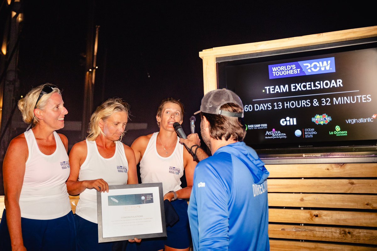 toughestrow's tweet photo. 💥RACE ARRIVAL💥

Team Excelsioar with Caroline Hague, Rachel Smillie and Nicki Kelly onboard their boat “Dolly Parton” just finished their 3,000 mile crossing in a time of 60 days, 13 hours and 32 minutes coming in as our 29th boat overall 🏁 

La Gomera➡️Antigua🌊3,000 miles https://t.co/ETXqvVNRo4