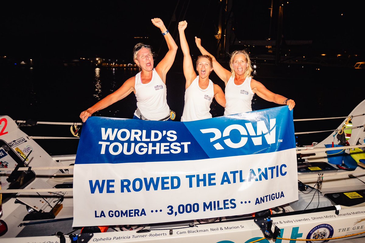 toughestrow's tweet photo. 💥RACE ARRIVAL💥

Team Excelsioar with Caroline Hague, Rachel Smillie and Nicki Kelly onboard their boat “Dolly Parton” just finished their 3,000 mile crossing in a time of 60 days, 13 hours and 32 minutes coming in as our 29th boat overall 🏁 

La Gomera➡️Antigua🌊3,000 miles https://t.co/ETXqvVNRo4