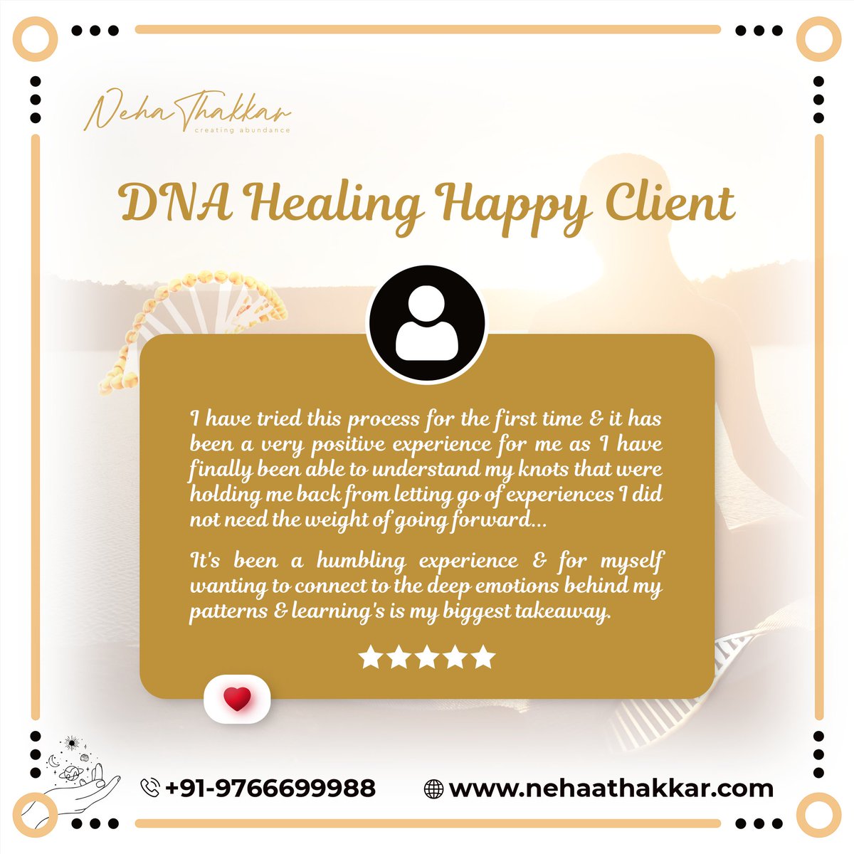 Unleashing the power within! 🌈 DNA healing has been a game-changer for me. Feeling more alive, balanced, and truly happy! Whatsapp group chat.whatsapp.com/HEiXrfoaHrg2pX… Instagram instagram.com/nehathakkar_cr… #DNAMagic #HappyClient #nehathakkar #DNAHealing #HappyClientJourney