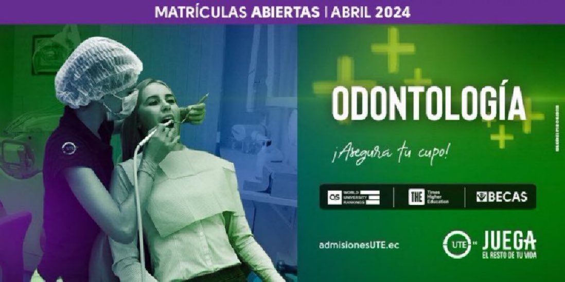 #UTEmatrículas | ¿Quieres estudiar odontología❓
🦷No esperes➕ y estudia la Carrera de #OdontologíaUTE.
🪥Contamos con nuestras propias clínicas de Servicios Odontológicos para el desarrollo de tus prácticas.
Estudia con los mejores. Estudia en la #UTE.
😬admisionesute.ec/grado/