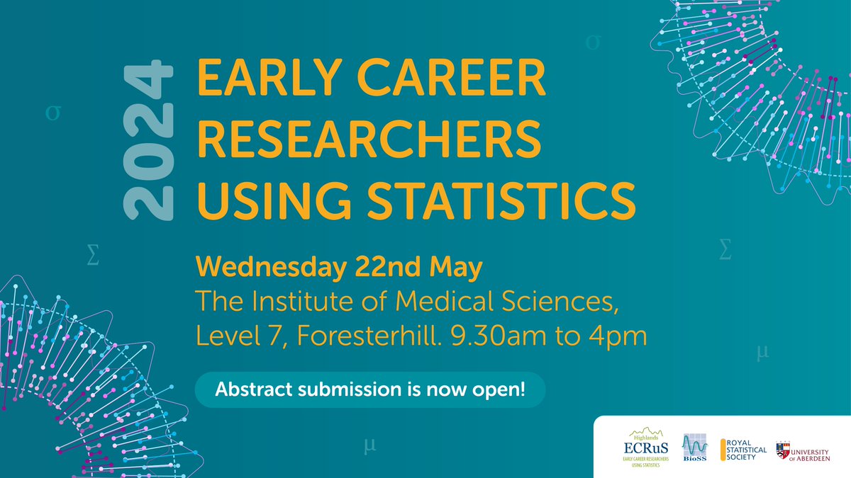 Abstract submission for #ECRuS2024 is up and running! Join us on 22 May 2024 at the University of Aberdeen for a fun day of statistical talks and networking!

Abstracts due by 8 March: bit.ly/ECRuS