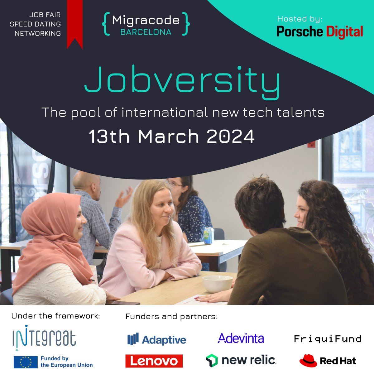 Get your tickets for the most diverse #recruitment event in Barcelona’s #tech sector! 🎟️

Our JobVersity event offers tech-based organisations in #Barcelona the opportunity to meet our #talented Full Stack Web Development #graduates!

Sign up here! lnkd.in/dJQcgkk9